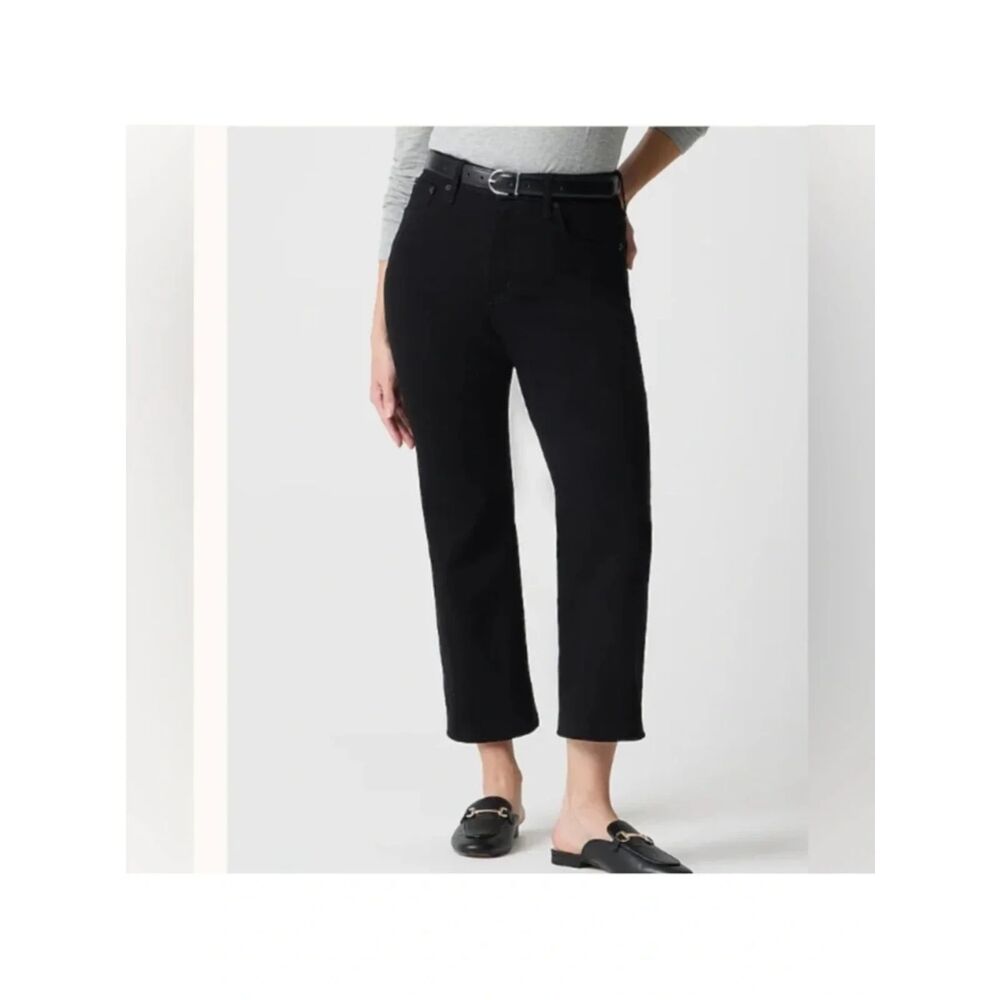 J.CREW Curvy Wide-Leg Crop Jean 31P Petites Black Denim High Rise NWT B52